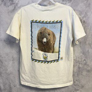 Vintage Grizzly Bear T Shirt Mens Large White Endangered Wildlife Nature